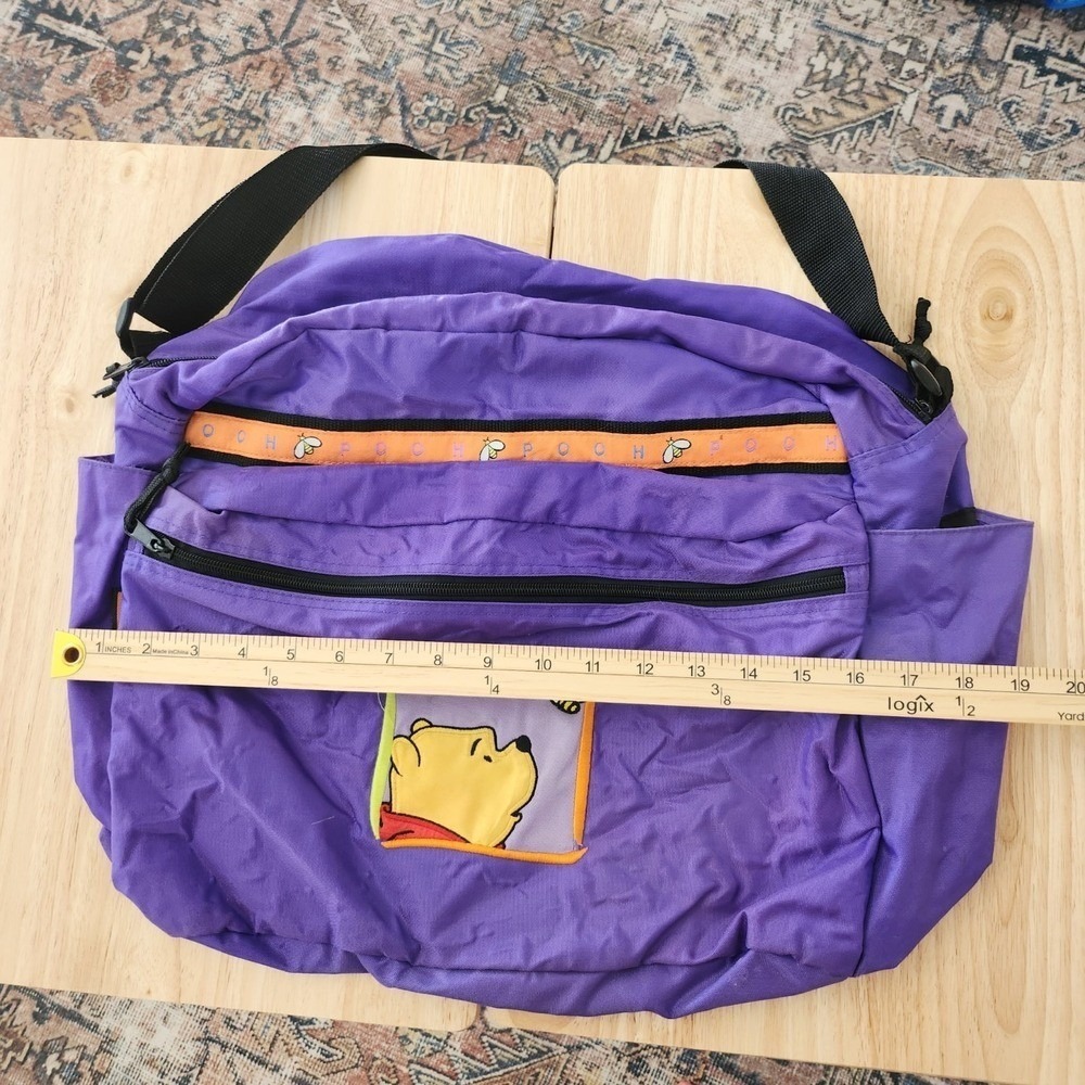 Vintage Winnie The Pooh Purple Messenger Bag Duffel Collect Bear ZipTote Disney - Picture 6 of 7